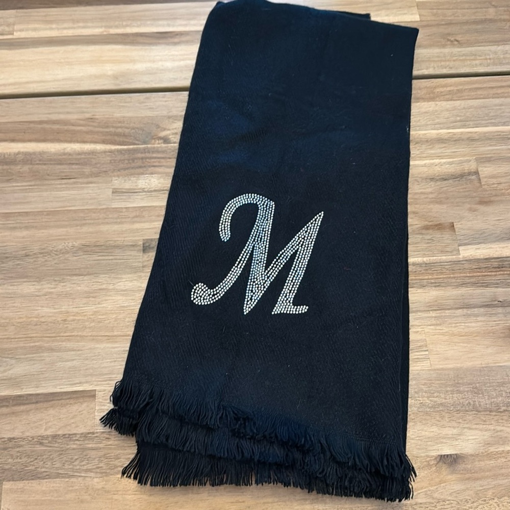 NWOT! Women’s Monogrammed “M” Black Scarf/Wrap